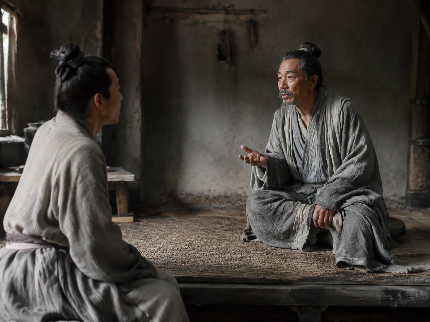 室内，公文轩见到右师——一个只有一条腿的人——惊讶地问：这是什么人？怎么只有一条腿？是天生的还是人为的？右师平静地回答："天也，非人也。天之生是使独也。"这是天生的，不是人砍的。天让我只有一条腿，那我就用一条腿活着。养生主的"缘督以为经"——沿着天给你的中道走。